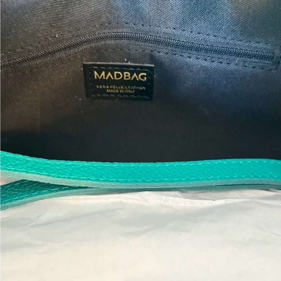 MadBag BIRKIMAD 40 Structured Italian Leather Tote – Teal NWT - Picture 11 of 14